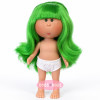 Poupée Nines d'Onil 23 cm - Little Mia aux cheveux verts lisses, avec une frange et des taches de rousseur - Sans vêtements