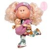 Poupée Nines d'Onil 30 cm - Mia ARTICULÉE - mère aux cheveux roses avec une robe imprimée nature