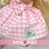 Poupée Nines d'Onil 30 cm - Mia blonde avec robe à carreaux roses et mascotte