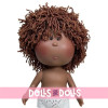 Poupée Nines d'Onil 30 cm - Mio aux cheveux laineux bruns - Sans vêtements