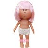 Poupée Nines d'Onil 30 cm - Mia aux cheveux lisses roses avec une frange - Sans vêtements