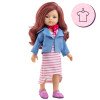 Ensemble pour poupée Paola Reina 32 cm - Las Amigas Funky - Roxana - Robe à rayures roses et veste en jean