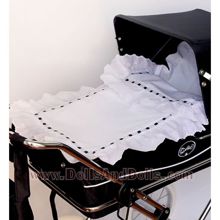 Sac blanc avec ruban bleu marine pour parms Arrue et Bebelux