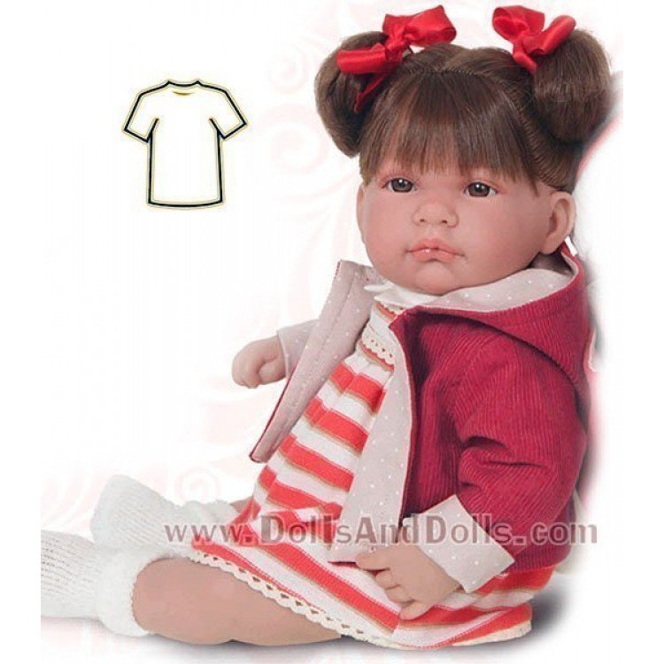 Robe rayas con chaqueta roja 40-42 cm