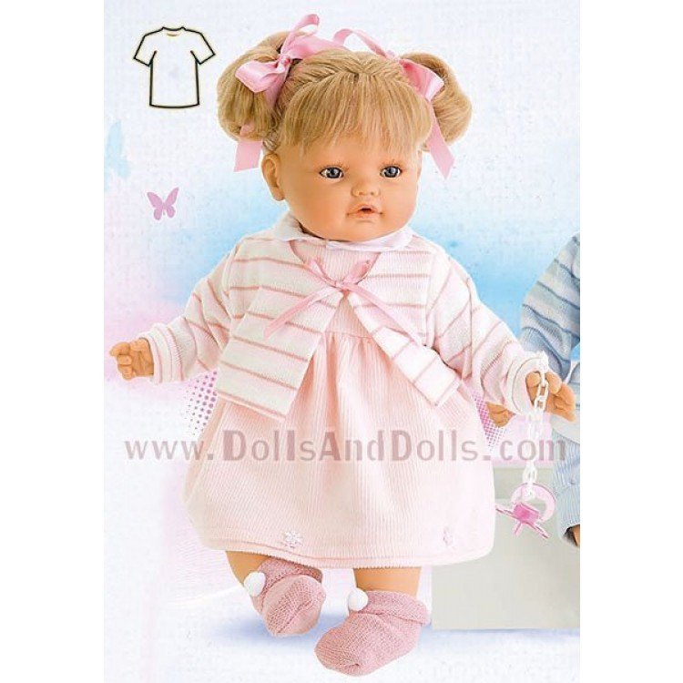 Robe rosa con chaqueta a rayas 40-42 cm