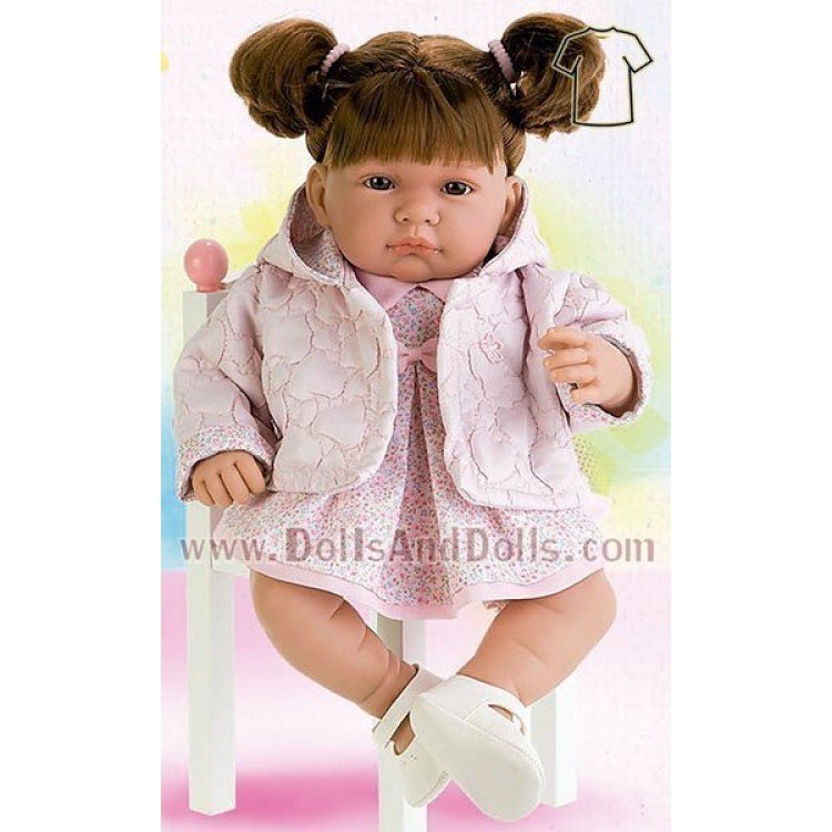 Robe Rosa Flores con Abrigo Capucha y Zapatos 40-42 cm