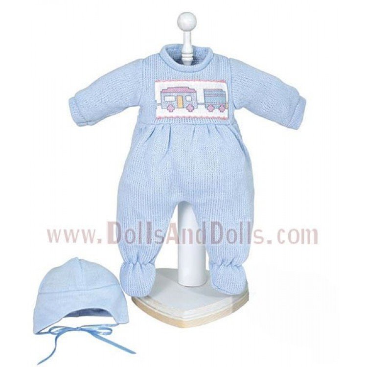 Combo barboteuse tricot bleu (46 cm)