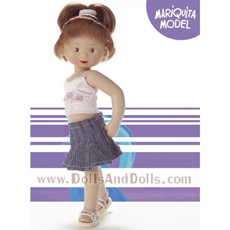 Modèle Mariquita - Jupe en jean/Chemise rose