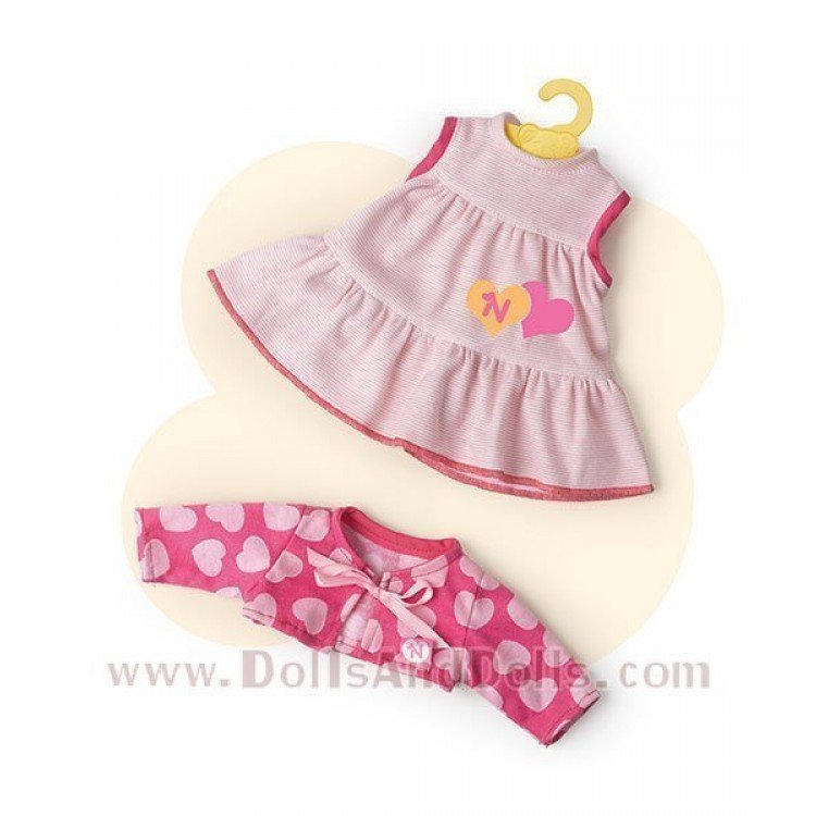 Ropa Nenuco - Vestido rosa con chaqueta corazones 35 cm