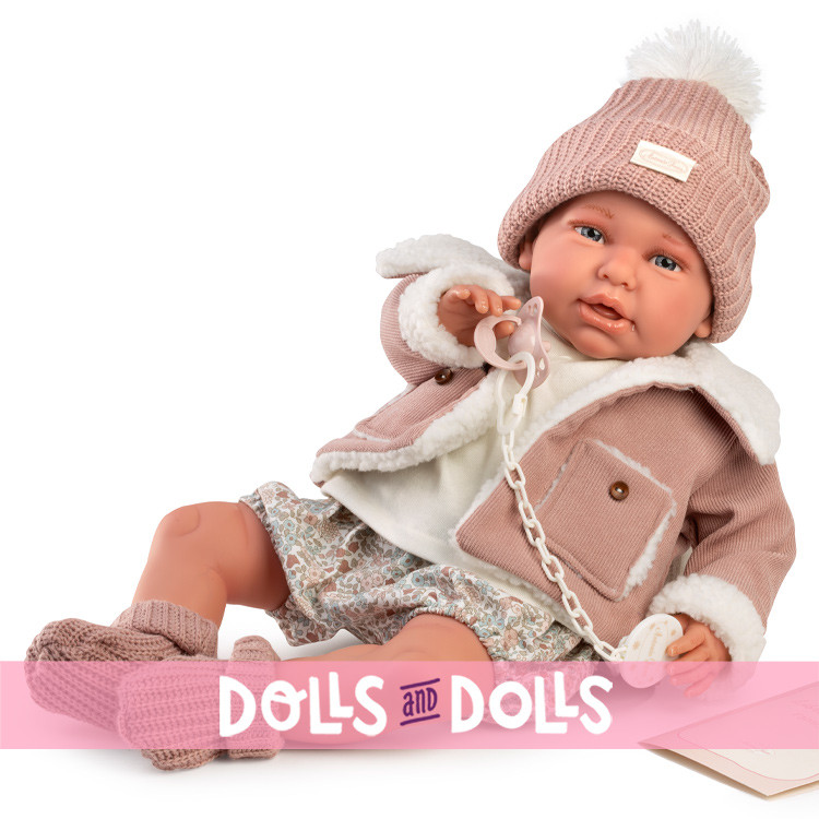 Poupée Antonio Juan 52 cm - "Mi primer Reborn" Daniela avec veste en peau de mouton