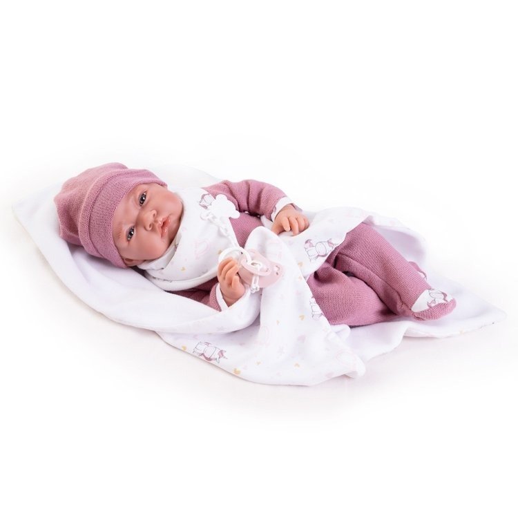 Poupée Antonio Juan 42 cm - Nouveau-né avec doudou licorne