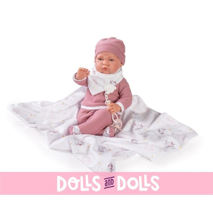 Poupée Antonio Juan 42 cm - Nouveau-né avec doudou licorne