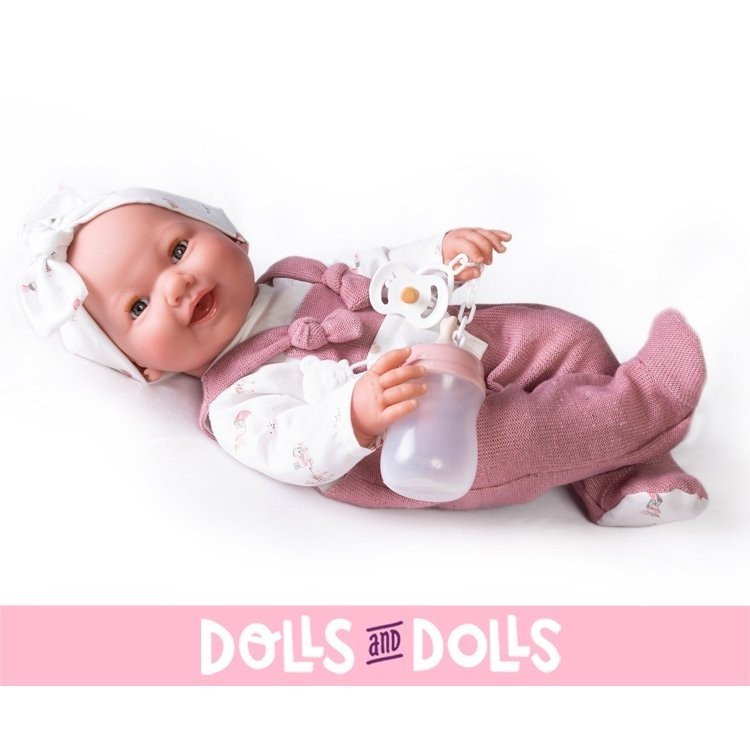 Poupée Antonio Juan 42 cm - Nouveau-né Mia Pee avec matelas à langer et robe