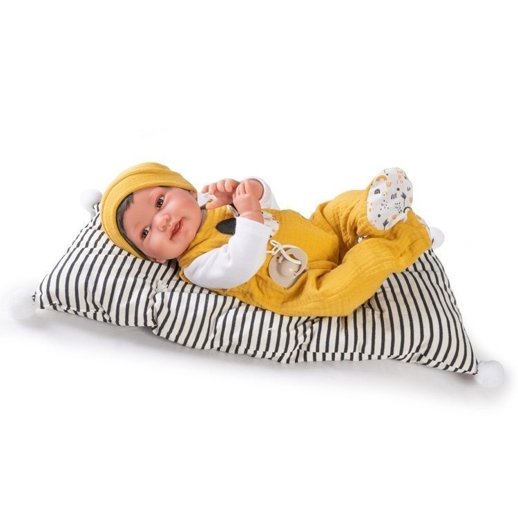 Poupée Antonio Juan 42 cm - Nouveau-né Pipo petites oreilles avec coussin