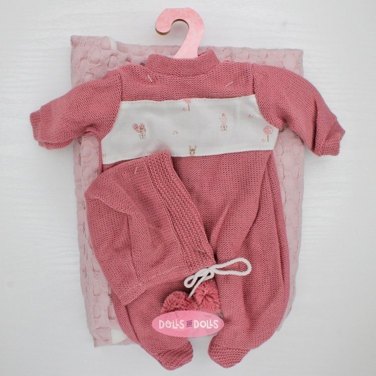 Tenue pour poupée Antonio Juan 33-34 cm - Barboteuse mauve avec bonnet et châle