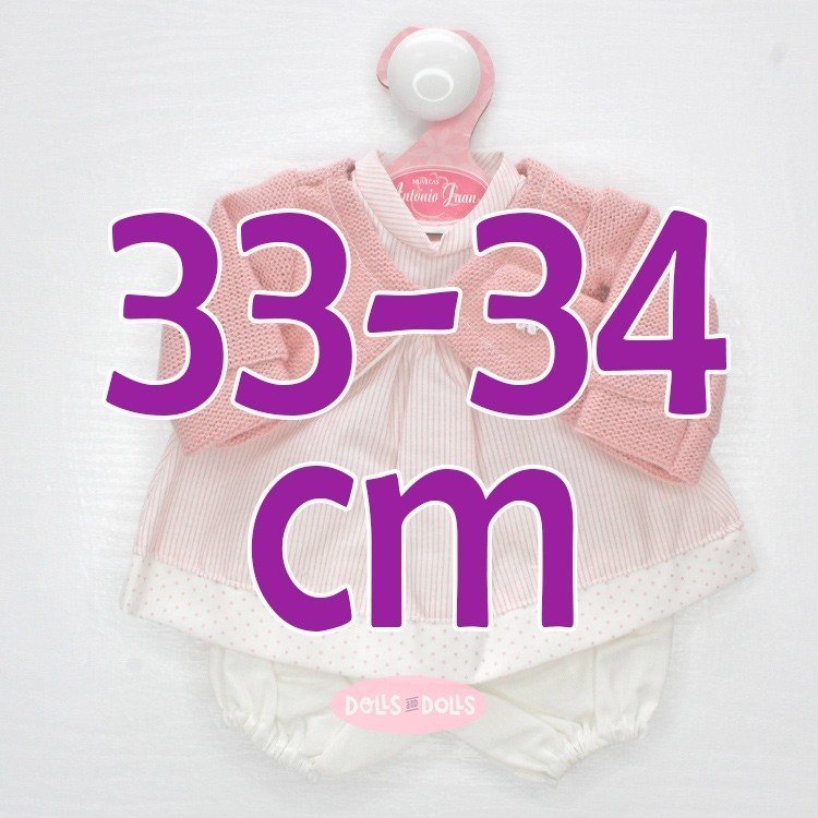 Tenue pour poupée Antonio Juan 33-34 cm - Robe rayée rose avec veste