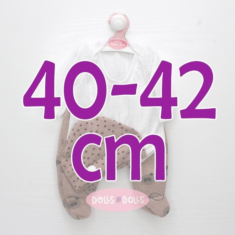 Tenue pour poupée Antonio Juan 40-42 cm - Body blanc avec legging rose et bonnet