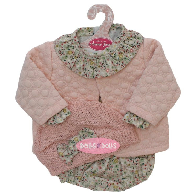 Tenue de poupée Antonio Juan 40-42 cm - Collection Sweet Reborn - Ensemble fleuri avec veste et chapeau roses