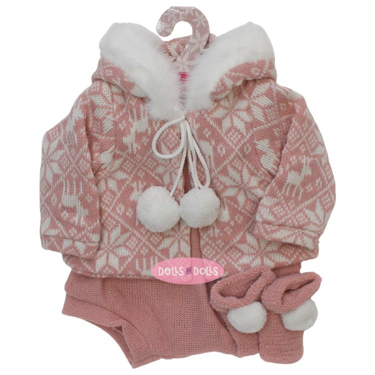 Tenue pour poupée Antonio Juan 40-42 cm - Ensemble d'hiver rose avec chaussons