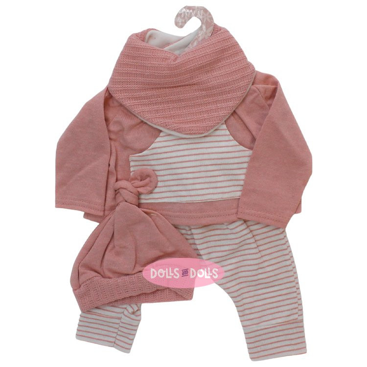 Tenue de poupée Antonio Juan 40-42 cm - Collection Sweet Reborn - Ensemble rose à rayures et bonnet