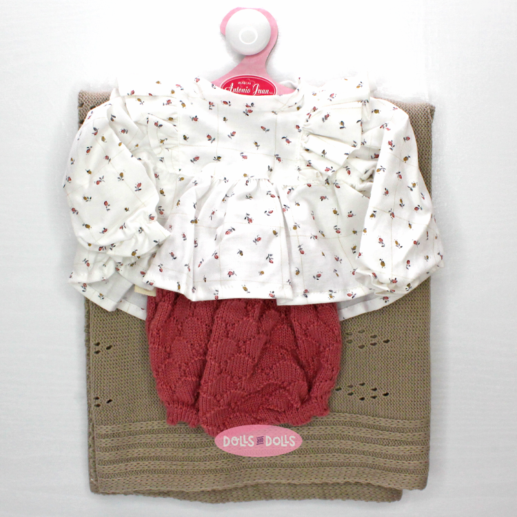 Tenue de poupée Antonio Juan 40-42 cm - Collection Sweet Reborn - Set de fleurs et toquilla