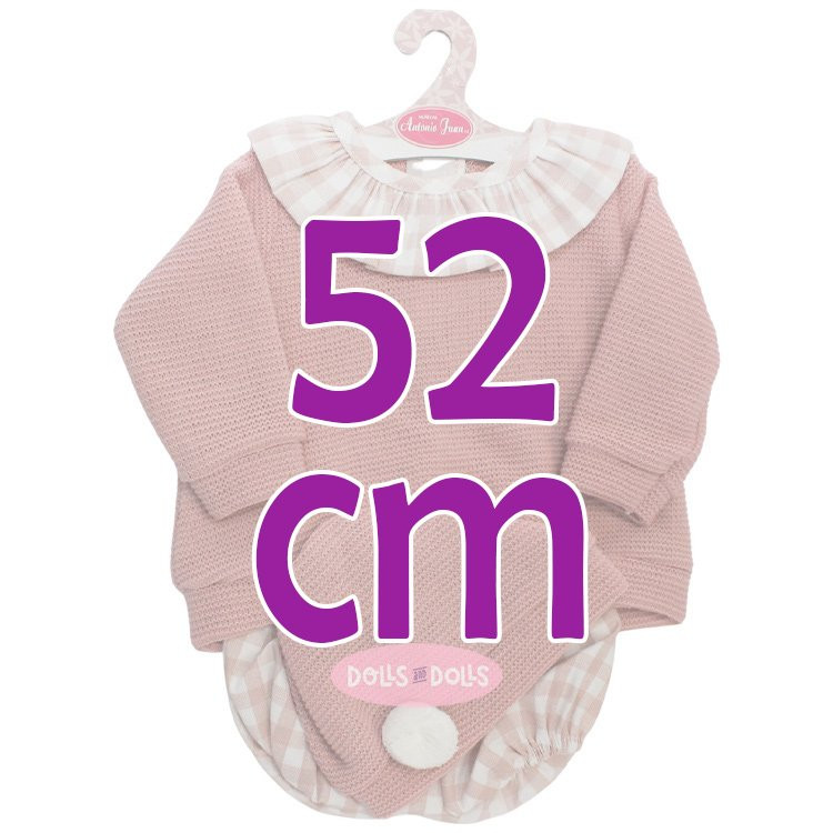 Tenue pour poupée Antonio Juan 52 cm - Collection Mi Primer Reborn - Ensemble vichy rose avec bonnet
