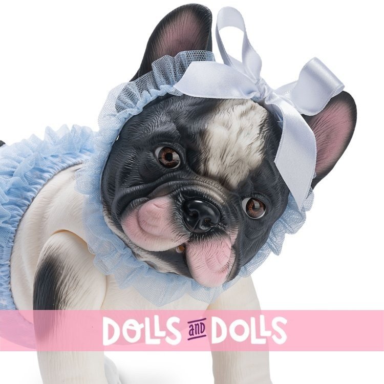 Poupée animal Así 32 cm - Lilly le Bouledogue avec culotte bleue
