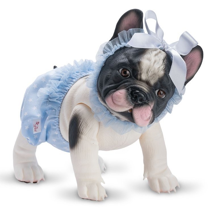 Poupée animal Así 32 cm - Lilly le Bouledogue avec culotte bleue