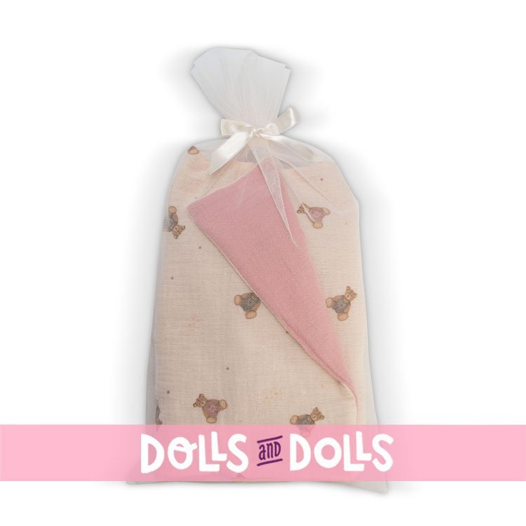 Compléments pour poupée Asi - Así Dreams - Collection Teddy musa rose - Ensemble couette et oreiller 56x31 cm