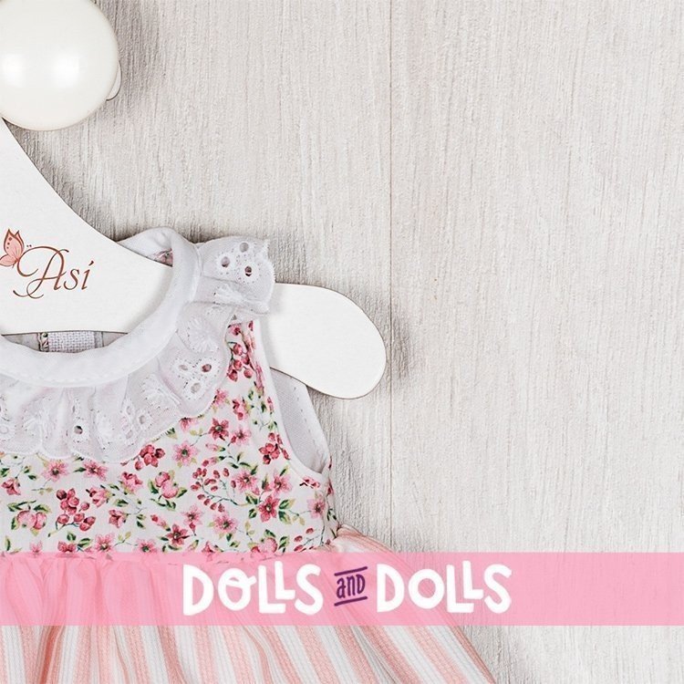 Tenue pour poupée Así 43 cm - Robe rayée rose avec poitrine fleurie pour poupée María