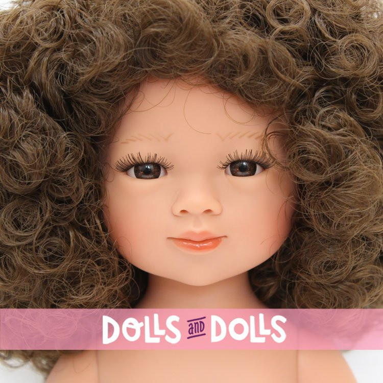 Poupée D'Nenes 34 cm - Celia aux cheveux bruns bouclés sans vêtements