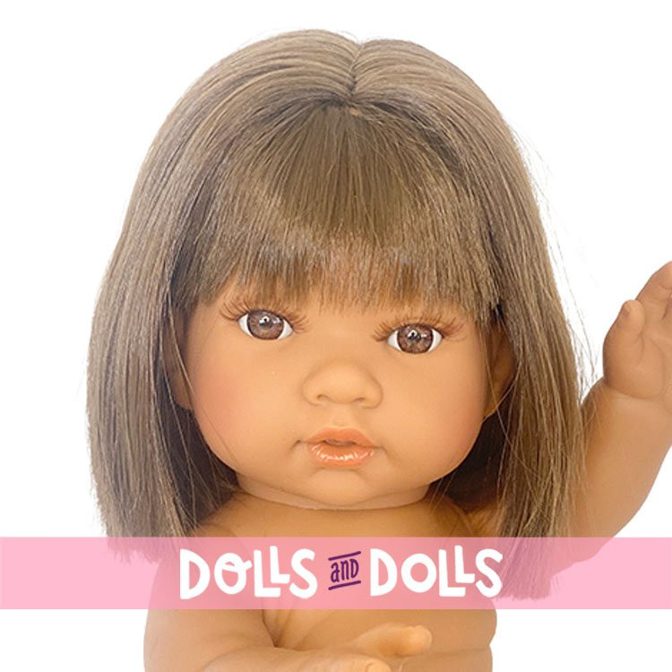 Poupée D'Nenes 34 cm - Lean fille aux cheveux lisses et bruns sans vêtements