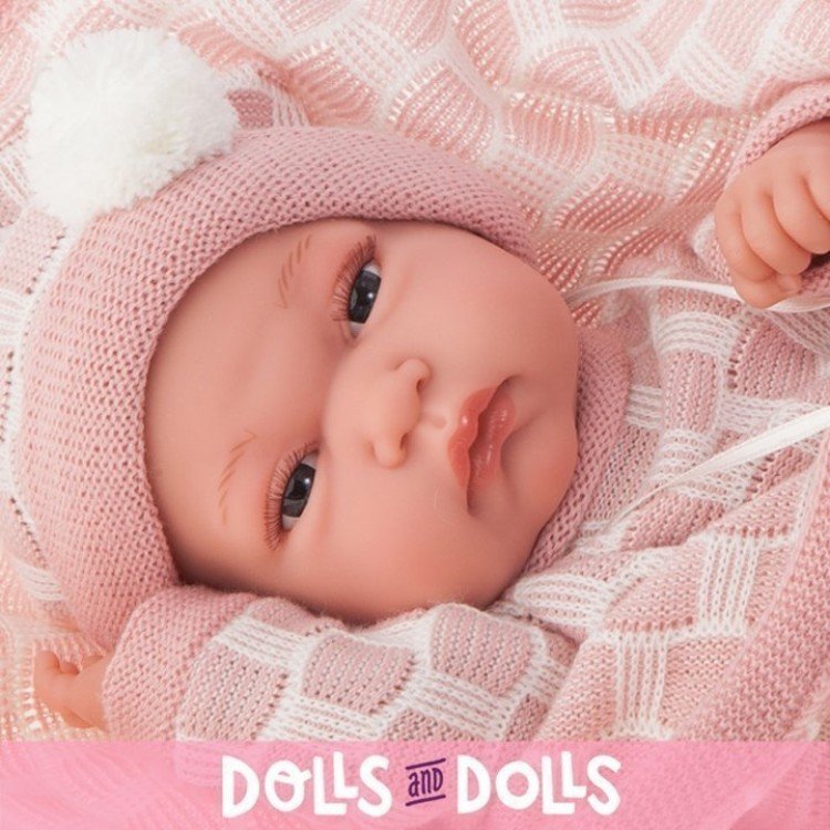 Poupée Antonio Juan 33 cm - Baby Tonet fille avec couverture rose