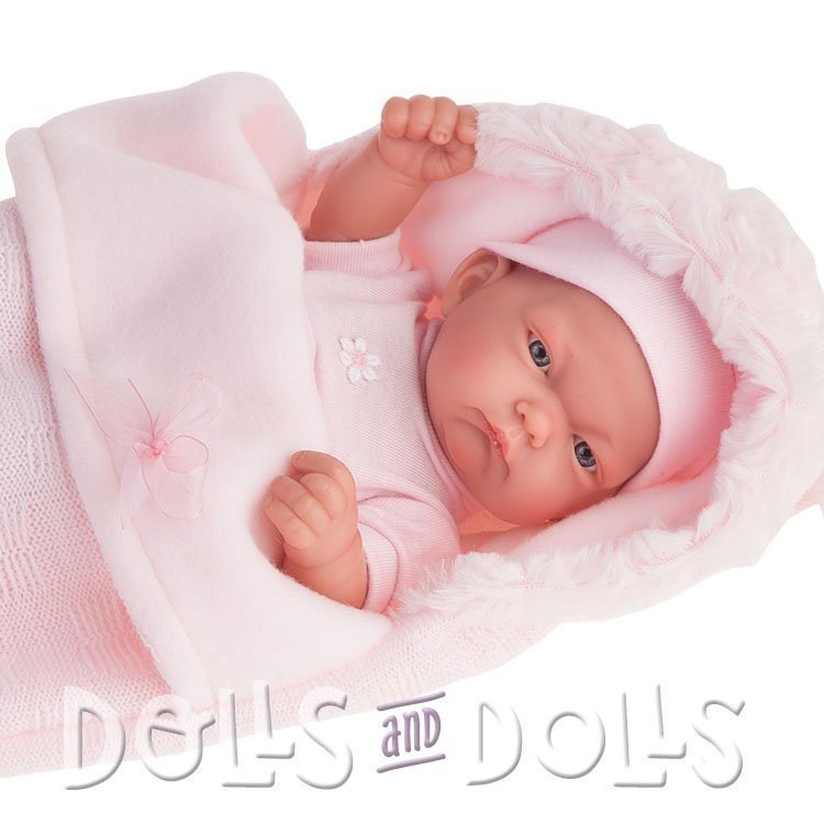 Poupée Antonio Juan 26 cm - Poupée fille Pitu avec sac de couchage