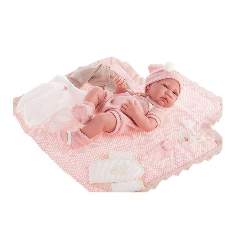 Poupée Antonio Juan 42 cm - Fille nouveau-née avec table à langer en tissu