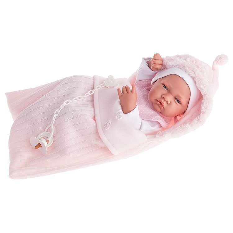 Poupée Antonio Juan 42 cm - Fille nouveau-née et sac de couchage