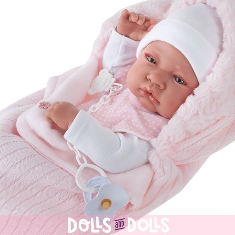 Poupée Antonio Juan 42 cm - Fille nouveau-née et sac de couchage