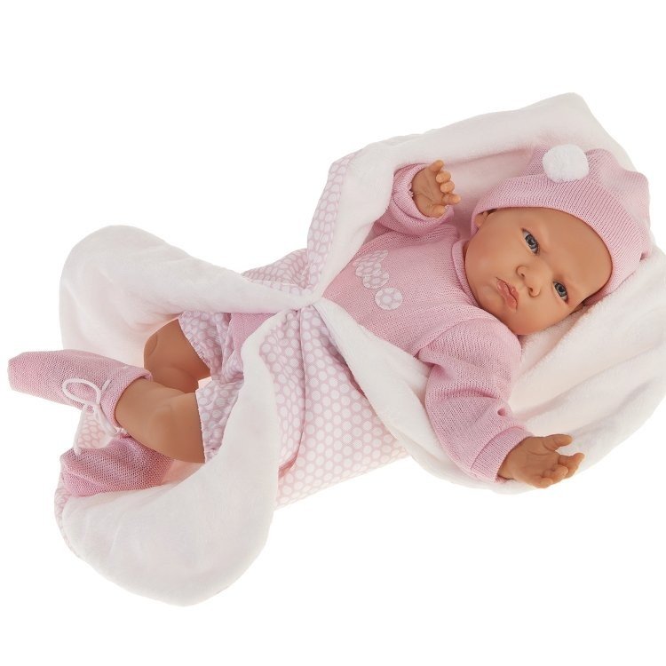 Poupée Antonio Juan 52 cm - Berta avec couverture rose