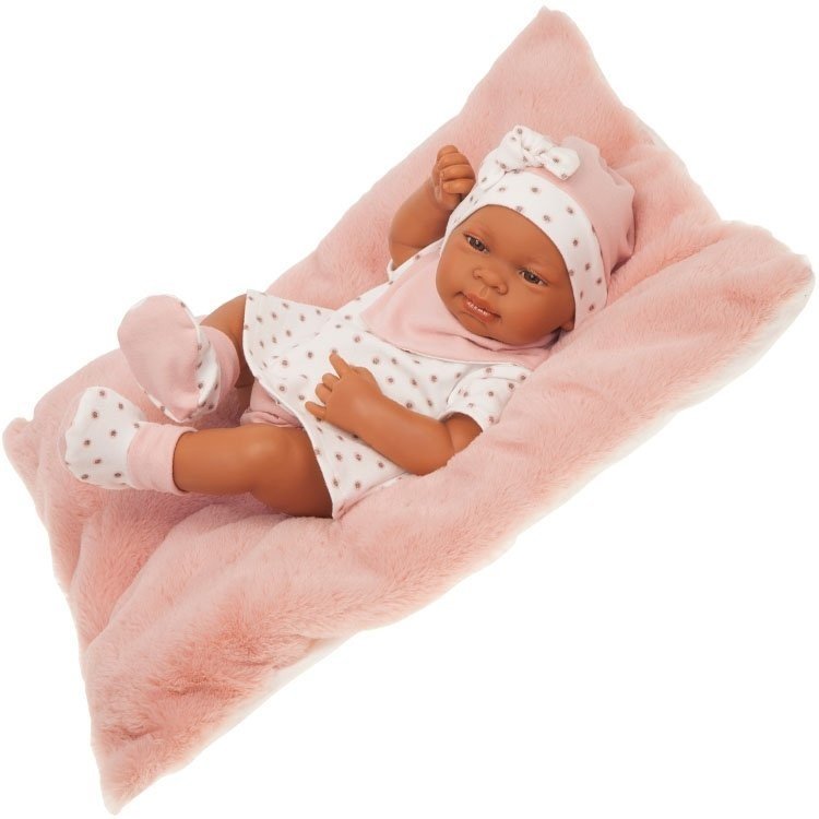 Poupée Antonio Juan 42 cm - Mestiza nouveau-né avec coussin