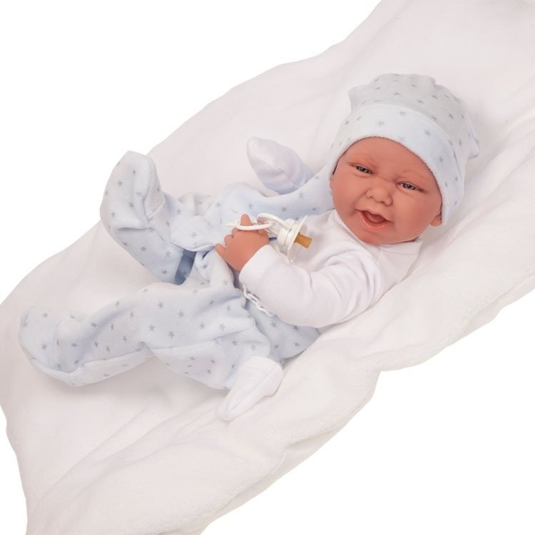 Poupée Antonio Juan 42 cm - Garçon nouveau-né Carlo avec coussin