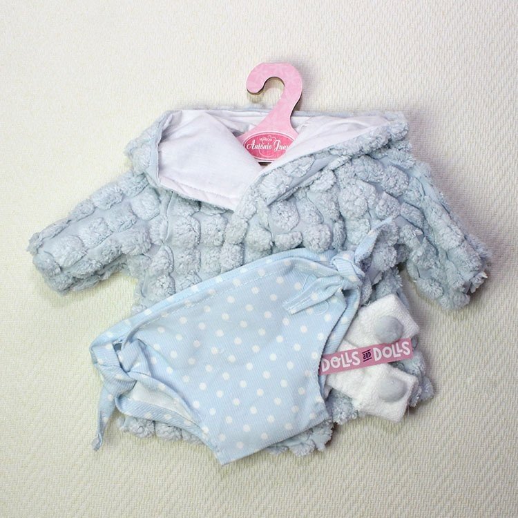Tenue de poupée Antonio Juan - Peignoir bleu avec capuche, culotte et chaussettes 40-42 cm