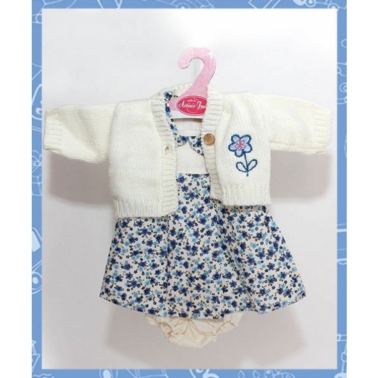 Robe flores azules con chaqueta 40-42 cm