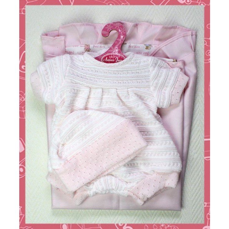 Pelele rayas rosa con gorro y arrullo 40-42 cm