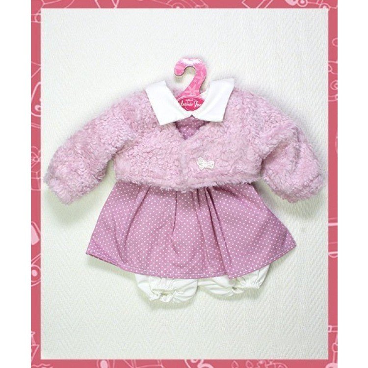 Robe rosa motas con chaqueta rosa 40-42 cm