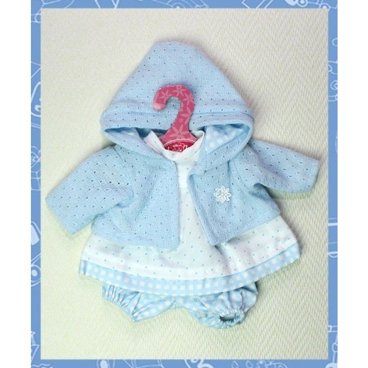 Vestido motas y cuadros con chaqueta azul 33-34 cm