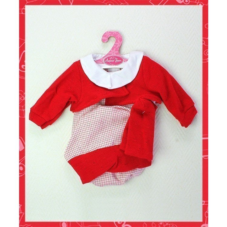 Barboteuse, veste, chapeau et chaussettes rouges 40-42 cm