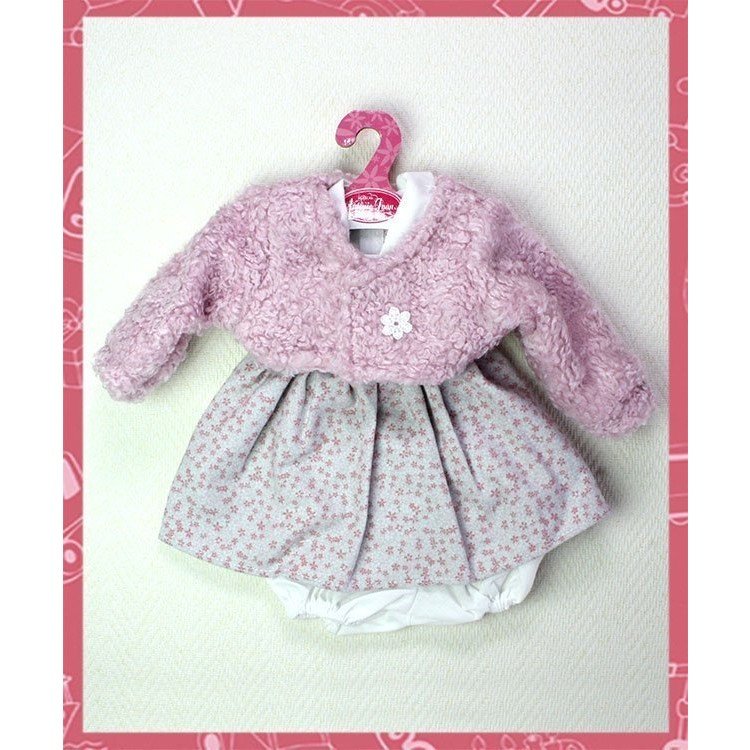 Robe à fleurs roses avec veste rose 40-42 cm