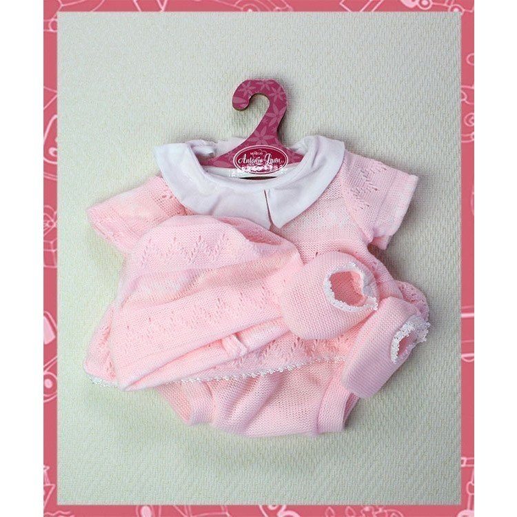 Tenue de poupée Antonio Juan 40-42 cm - Robe en maille rose avec culotte, bonnet et bottines