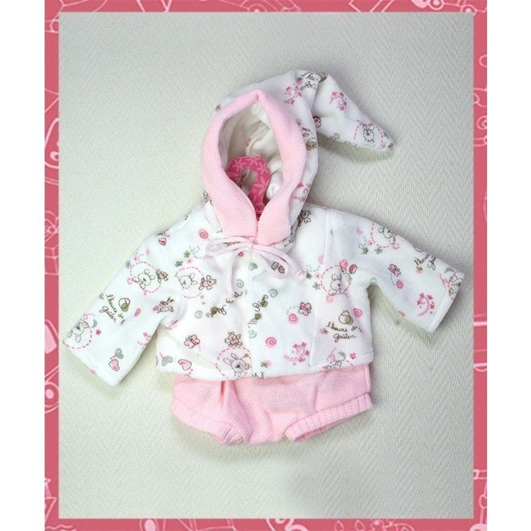 Barboteuse rose avec veste à capuche 40-42 cm