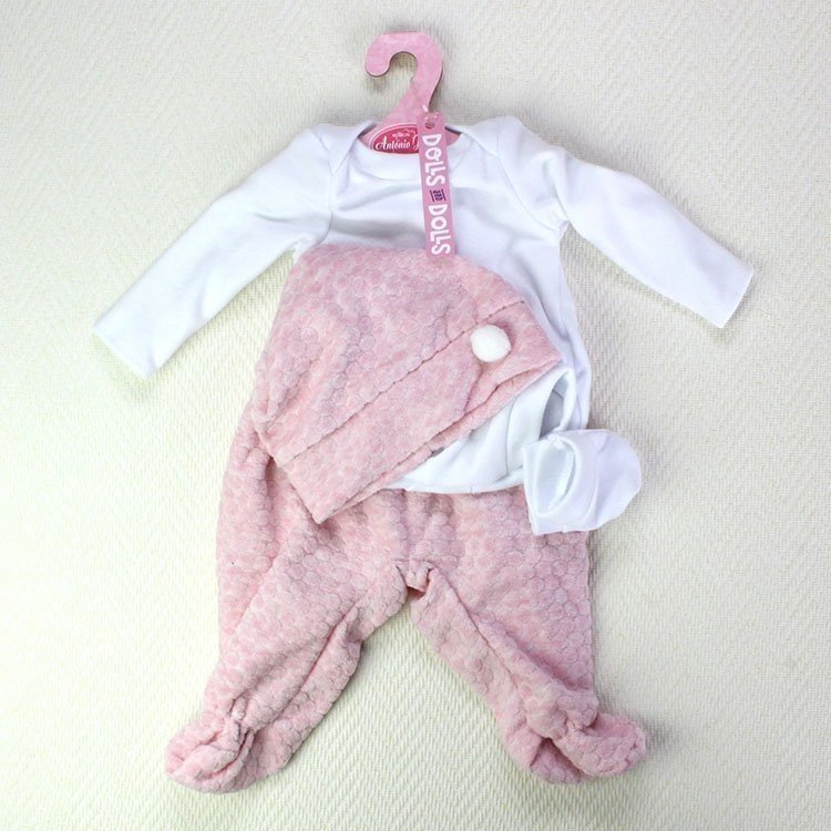 Body manches longues, leggings, bonnet et mitaines - rose-blanc - 40-42 cm
